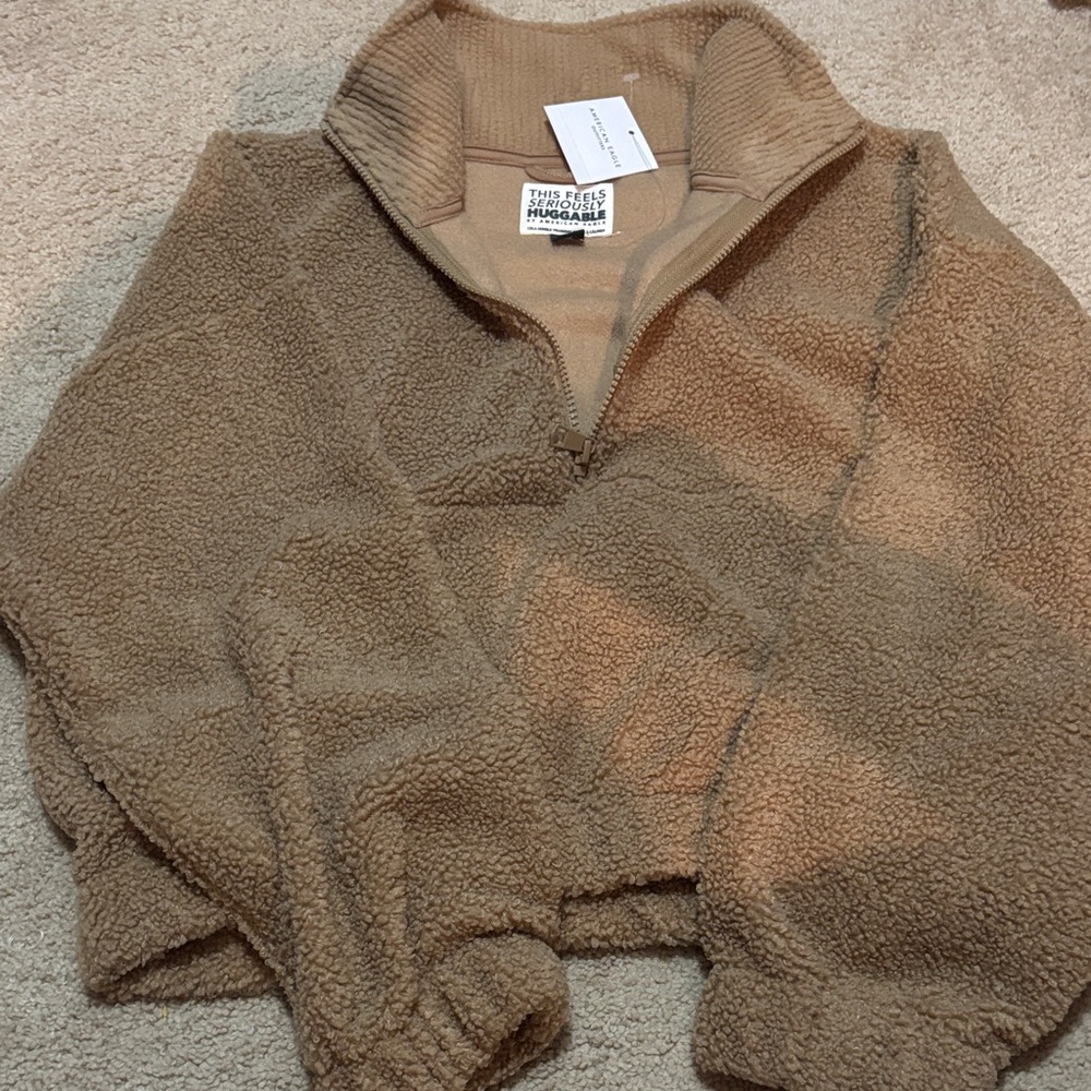 American Eagle Outfitters Cozy Tan Fleece Turtleneck Sweater